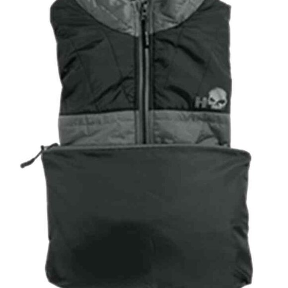 Harley-Davidson® Men's Turret Packable Mid-Layer Jacket, Black/Gray. - Picture 8 of 13